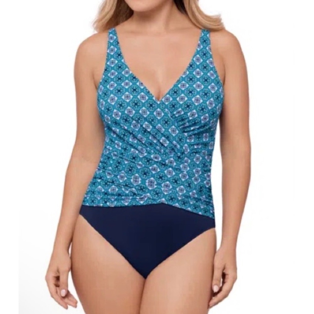 Swim Solutions Surplice Criss Cross One Piece Swimsuit-12 ss